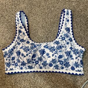 Blue Floral Bikini Top L